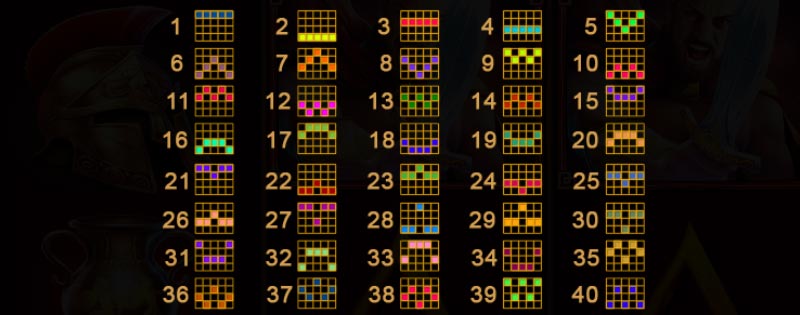 스파르탄 킹 슬롯 40페이라인 예시